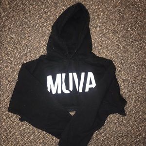 Super - Cropped Black Hoodie
